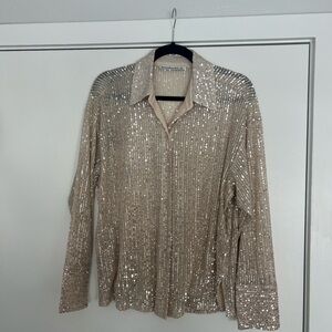 Abercrombie & Fitch Long Sleeve Sequin Button Down Top